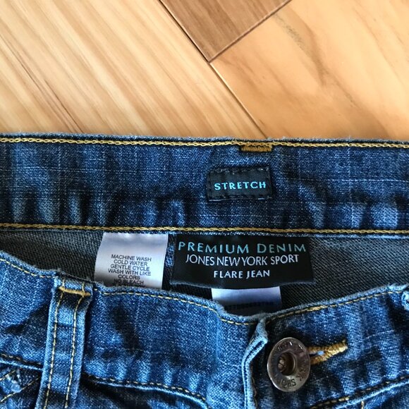 Upcycled Jones New York Destroyed Ripped Jeans, Stars & Bolts Cutouts, Size 4 - Picture 4 of 12